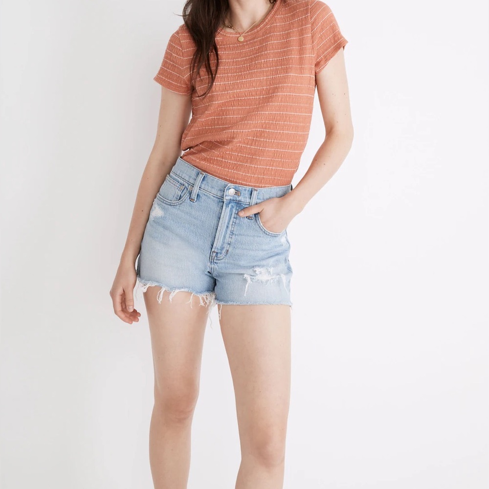 Madewell The Perfect Jean Shorts Destroyed Edition Fiore Wash